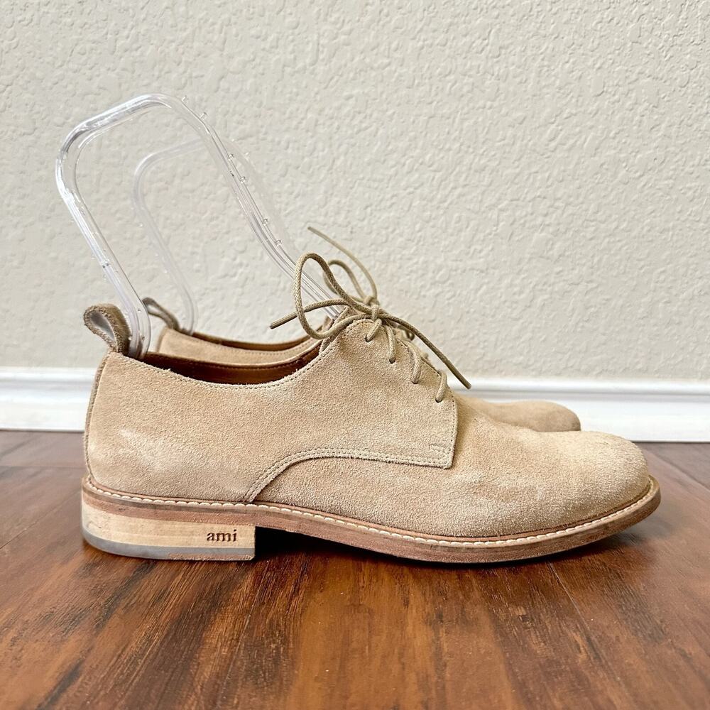 AMI ALEXANDRE MATTIUSSI Derby Shoes Tan Suede Lace Up Bluchers